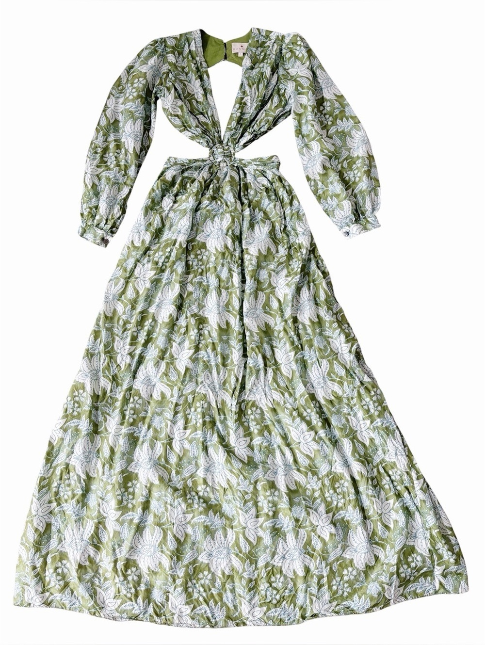 Hannah Artwear Rio Silk Maxi Dress in Coriandre Size 1 / Small Cut Out Tropical